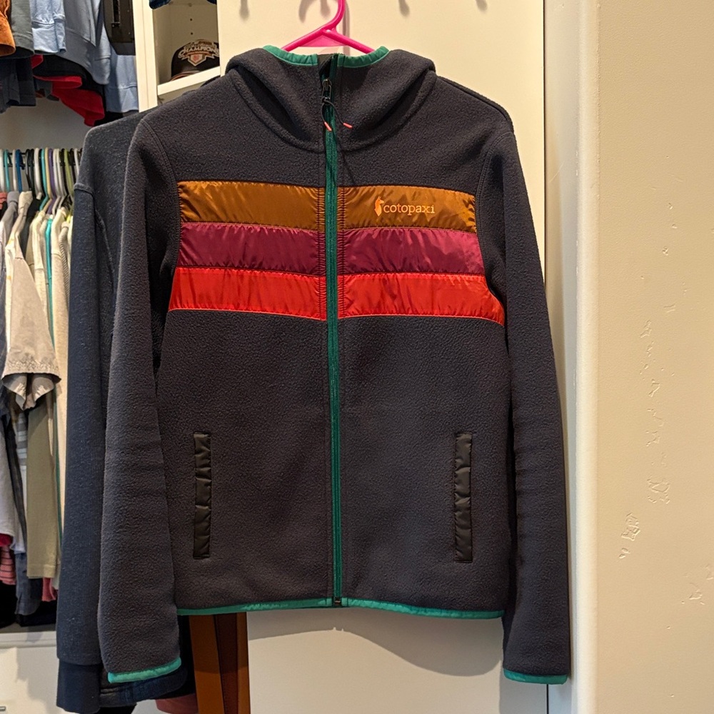 Cotopaxi Gray Fleece Jacket with Colorful Accents